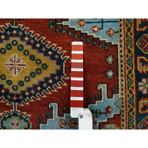 4'x10' Brick Red, Extra Soft Wool Hand Knotted, Persian Viss Design, Wide Runner Oriental Rug FWR385536