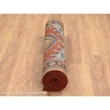 Load image into Gallery viewer, 4&#39;x10&#39; Brick Red, Extra Soft Wool Hand Knotted, Persian Viss Design, Wide Runner Oriental Rug FWR385536