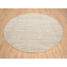 Load image into Gallery viewer, 10&#39;x10&#39; Beige, Hand Loomed Pure Wool Modern Fine Jacquard Tone On Tone, Round Oriental Rug FWR385848