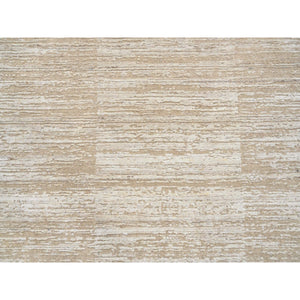 10'x10' Beige, Hand Loomed Pure Wool Modern Fine Jacquard Tone On Tone, Round Oriental Rug FWR385848