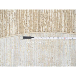10'x10' Beige, Hand Loomed Pure Wool Modern Fine Jacquard Tone On Tone, Round Oriental Rug FWR385848