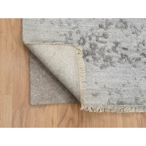 12'x12' Gray, Broken Persian Design, Hand Knotted Wool And Pure Silk, Square Oriental Rug FWR385920