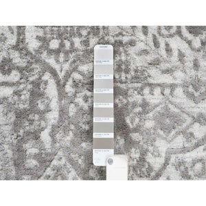 12'x12' Gray, Broken Persian Design, Hand Knotted Wool And Pure Silk, Square Oriental Rug FWR385920