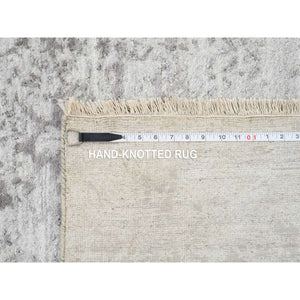 12'x12' Gray, Broken Persian Design, Hand Knotted Wool And Pure Silk, Square Oriental Rug FWR385920