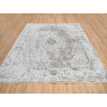 Load image into Gallery viewer, 8&#39;3&quot;x8&#39;3&quot; Gray, Broken Persian Design, Hand Knotted Wool And Pure Silk, Square Oriental Rug FWR385926
