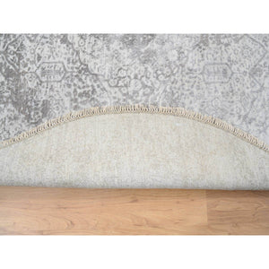 6'7"x6'7" Gray, Hand Knotted Broken Persian Design, Wool And Pure Silk, Round Oriental Rug FWR385932