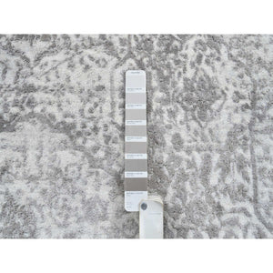 6'7"x6'7" Gray, Hand Knotted Broken Persian Design, Wool And Pure Silk, Round Oriental Rug FWR385932