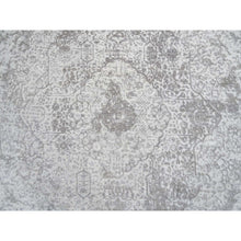 Load image into Gallery viewer, 6&#39;7&quot;x6&#39;7&quot; Gray, Hand Knotted Broken Persian Design, Wool And Pure Silk, Round Oriental Rug FWR385932