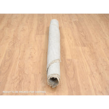 Load image into Gallery viewer, 6&#39;7&quot;x6&#39;7&quot; Gray, Hand Knotted Broken Persian Design, Wool And Pure Silk, Round Oriental Rug FWR385932