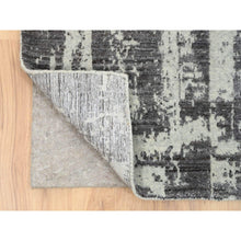 Load image into Gallery viewer, 2&#39;6&quot;x11&#39;10&quot; Charcoal Black, Hand Loomed Modern Design Jacquard, Tone On Tone Wool And Art Silk, Runner Oriental Rug FWR385962