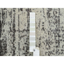 Load image into Gallery viewer, 2&#39;6&quot;x11&#39;10&quot; Charcoal Black, Hand Loomed Modern Design Jacquard, Tone On Tone Wool And Art Silk, Runner Oriental Rug FWR385962