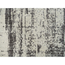 Load image into Gallery viewer, 2&#39;6&quot;x11&#39;10&quot; Charcoal Black, Hand Loomed Modern Design Jacquard, Tone On Tone Wool And Art Silk, Runner Oriental Rug FWR385962