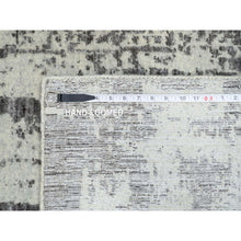 Load image into Gallery viewer, 2&#39;6&quot;x11&#39;10&quot; Charcoal Black, Hand Loomed Modern Design Jacquard, Tone On Tone Wool And Art Silk, Runner Oriental Rug FWR385962