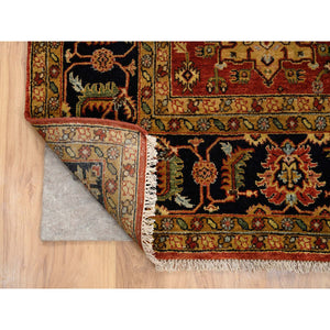 8'2"x10' Red-Black Karajeh Design, Organic Wool Hand-Knotted,, Oriental Rug FWR385986
