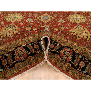 8'2"x10' Red-Black Karajeh Design, Organic Wool Hand-Knotted,, Oriental Rug FWR385986
