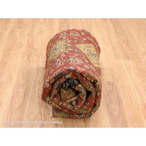 8'2"x10' Red-Black Karajeh Design, Organic Wool Hand-Knotted,, Oriental Rug FWR385986