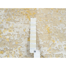 Load image into Gallery viewer, 2&#39;x2&#39;9&quot; Gold-Cream Hand Knotted Abstract Design, Hi-Low Pile, Wool and Silk Mat Oriental Rug FWR386064