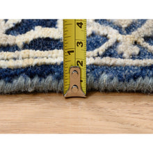 Load image into Gallery viewer, 2&#39;7&quot;x10&#39; Blue-teal Erased Design Wool And Silk Hand Knotted Broken Persian Heriz Runner Oriental Rug FWR386136