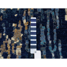 Load image into Gallery viewer, 2&#39;6&quot;x8&#39; Denim Blue Mosaic Design Wool And Silk With Mix Of Gold, Hand Knotted Runner Persian Knot Oriental Rug FWR386220