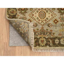 Load image into Gallery viewer, 2&#39;6&quot;x21&#39;10&quot; Light Gray, Tribal Medallions, Pure Wool Hand Knotted Karajeh Design Oriental Runner Rug FWR386268