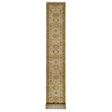 Load image into Gallery viewer, 2&#39;8x19&#39;10&quot; Light Gray Karajeh Design with Tribal Medallions Hand Knotted Pure Wool Oriental Runner Rug FWR386274