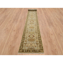 Load image into Gallery viewer, 2&#39;8x19&#39;10&quot; Light Gray Karajeh Design With Tribal Medallions Hand Knotted Pure Wool Oriental Runner Rug FWR386274