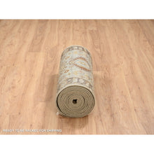 Load image into Gallery viewer, 2&#39;8x19&#39;10&quot; Light Gray Karajeh Design With Tribal Medallions Hand Knotted Pure Wool Oriental Runner Rug FWR386274