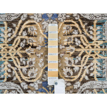 Load image into Gallery viewer, 2&#39;6&quot;x10&#39; Gold Brown, Silk With Textured Wool Hand Knotted, Transitional Sarouk, Runner Oriental Rug FWR386442