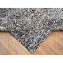 Load image into Gallery viewer, 10&#39;3&quot;x10&#39;3&quot; Gray, Hand Knotted Transitional Persian Influence Erased Medallion Design, Silk With Textured Wool, Square Oriental Rug FWR386484