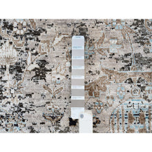 Load image into Gallery viewer, 10&#39;3&quot;x10&#39;3&quot; Gray, Hand Knotted Transitional Persian Influence Erased Medallion Design, Silk with Textured Wool, Square Oriental Rug FWR386484
