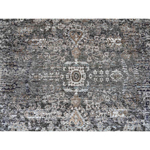 Load image into Gallery viewer, 10&#39;3&quot;x10&#39;3&quot; Gray, Hand Knotted Transitional Persian Influence Erased Medallion Design, Silk with Textured Wool, Square Oriental Rug FWR386484