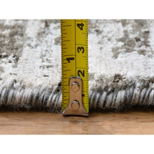 Load image into Gallery viewer, 10&#39;3&quot;x10&#39;3&quot; Gray, Hand Knotted Transitional Persian Influence Erased Medallion Design, Silk with Textured Wool, Square Oriental Rug FWR386484