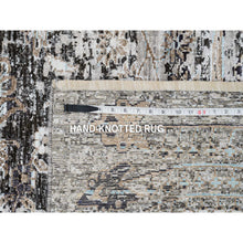 Load image into Gallery viewer, 10&#39;3&quot;x10&#39;3&quot; Gray, Hand Knotted Transitional Persian Influence Erased Medallion Design, Silk with Textured Wool, Square Oriental Rug FWR386484
