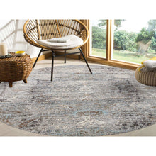 Load image into Gallery viewer, 10&#39;3&quot;x10&#39;3&quot; Gray, Silk with Textured Wool Hand Knotted, Transitional Persian Influence Erased Medallion Design, Round Oriental Rug FWR386490