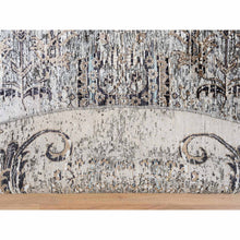 Load image into Gallery viewer, 10&#39;3&quot;x10&#39;3&quot; Gray, Silk With Textured Wool Hand Knotted, Transitional Persian Influence Erased Medallion Design, Round Oriental Rug FWR386490