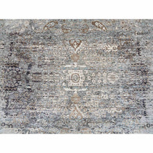 Load image into Gallery viewer, 10&#39;3&quot;x10&#39;3&quot; Gray, Silk With Textured Wool Hand Knotted, Transitional Persian Influence Erased Medallion Design, Round Oriental Rug FWR386490