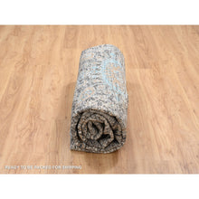 Load image into Gallery viewer, 10&#39;3&quot;x10&#39;3&quot; Gray, Silk with Textured Wool Hand Knotted, Transitional Persian Influence Erased Medallion Design, Round Oriental Rug FWR386490