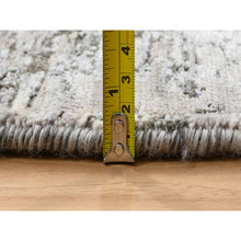 Load image into Gallery viewer, 10&#39;3&quot;x10&#39;3&quot; Gray, Silk with Textured Wool Hand Knotted, Transitional Persian Influence Erased Medallion Design, Round Oriental Rug FWR386490