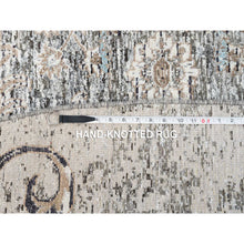 Load image into Gallery viewer, 10&#39;3&quot;x10&#39;3&quot; Gray, Silk with Textured Wool Hand Knotted, Transitional Persian Influence Erased Medallion Design, Round Oriental Rug FWR386490