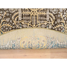 Load image into Gallery viewer, 6&#39;x6&#39; Gold Brown, Transitional Sarouk Silk With Textured Wool Hand Knotted, Round Oriental Rug FWR386520