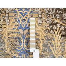 Load image into Gallery viewer, 6&#39;x6&#39; Gold Brown, Transitional Sarouk Silk With Textured Wool Hand Knotted, Round Oriental Rug FWR386520