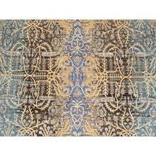 Load image into Gallery viewer, 6&#39;x6&#39; Gold Brown, Transitional Sarouk Silk With Textured Wool Hand Knotted, Round Oriental Rug FWR386520