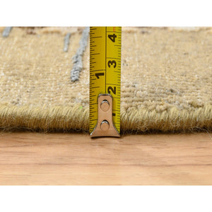 6'x6' Gold Brown, Transitional Sarouk Silk With Textured Wool Hand Knotted, Round Oriental Rug FWR386520