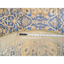 Load image into Gallery viewer, 6&#39;x6&#39; Gold Brown, Transitional Sarouk Silk With Textured Wool Hand Knotted, Round Oriental Rug FWR386520