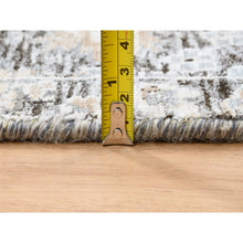 Load image into Gallery viewer, 2&#39;7&quot;x8&#39;3&quot; Black And Silver, Willow And Cypress Tree Design, Silk With Textured Wool Hand Knotted, Runner Oriental Rug FWR386532