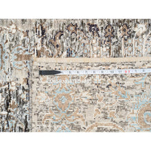 Load image into Gallery viewer, 2&#39;7&quot;x22&#39;3&quot; Gray, Transitional Persian Influence Erased Medallion Design, Silk with Textured Wool Hand Knotted, XL Runner Oriental Rug FWR386538