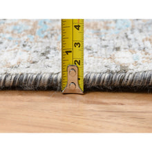 Load image into Gallery viewer, 2&#39;6&quot;x20&#39; Gray, Hand Knotted Transitional Persian Influence Erased Medallion Design, Silk With Textured Wool, Xl Runner Oriental Rug FWR386544