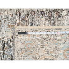 Load image into Gallery viewer, 2&#39;6&quot;x20&#39; Gray, Hand Knotted Transitional Persian Influence Erased Medallion Design, Silk with Textured Wool, XL Runner Oriental Rug FWR386544