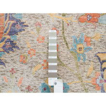 Load image into Gallery viewer, 13&#39;7&quot;x13&#39;7&quot; Tan, Sickle Leaf Design Silk With Textured Wool Hand Knotted, Round Oriental Rug FWR386616