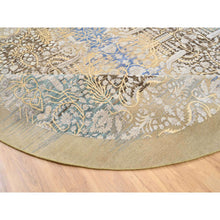 Load image into Gallery viewer, 11&#39;10&quot;x11&#39;10&quot; Gold Brown, Hand Knotted Transitional Sarouk, Silk With Textured Wool, Round Oriental Rug FWR386628